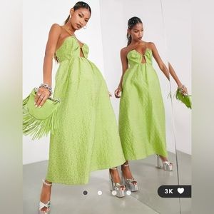 NWT ASOS EDITION textured cami midi dress with cut out and tiered hem